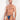 Man wearing a blue and gold patterned men's underwear on a white background