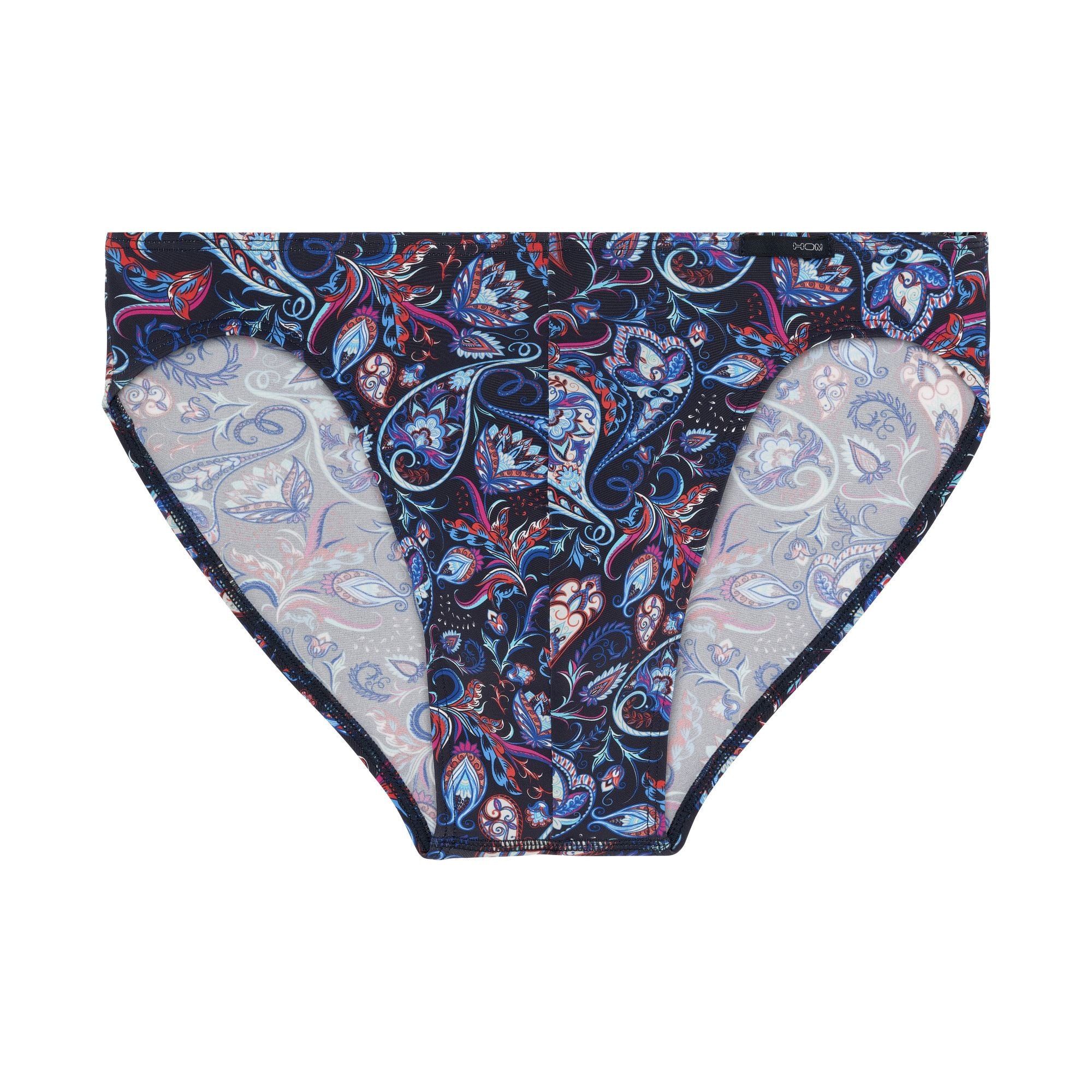 Paisley patterned underwear on a white background
