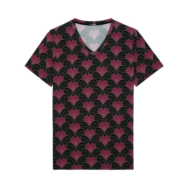 Carlyle Tee-Shirt V Neck | Bordeaux Print 403092-P0ZQ