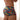 Colorful patterned underwear worn by a person against a neutral background