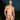 Man wearing colorful micro briefs standing outdoors with a dark sky background