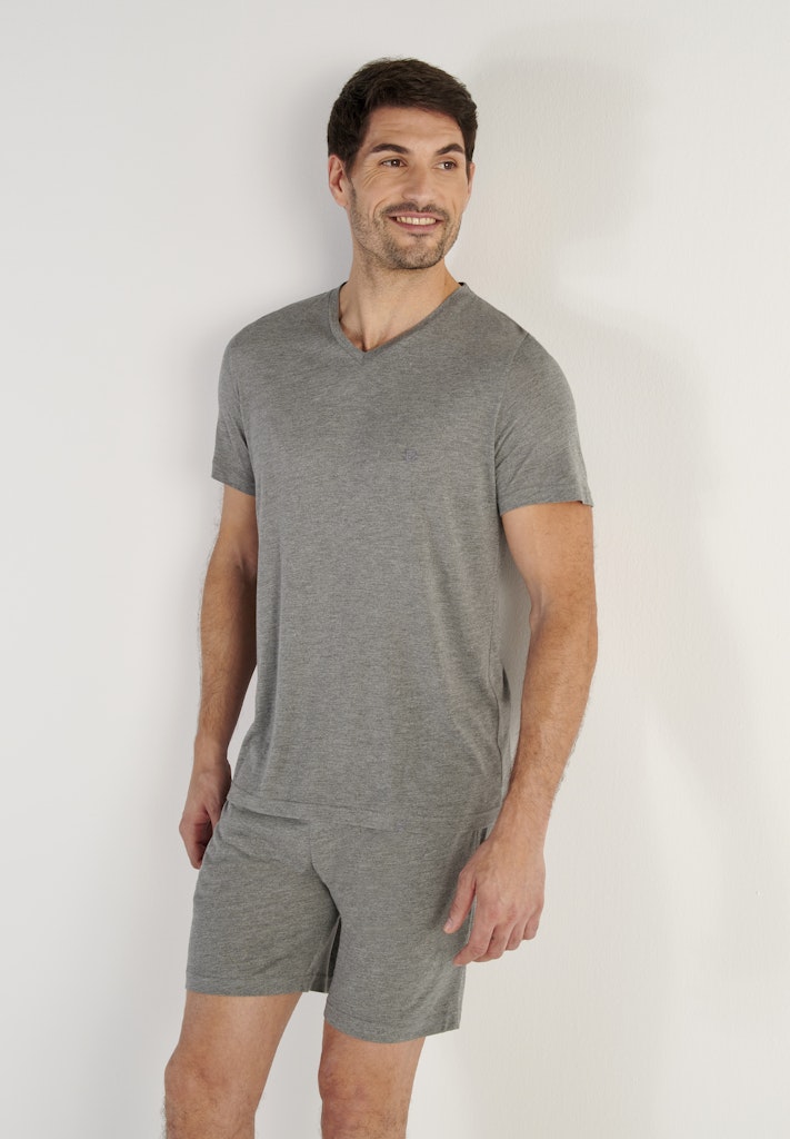 Cocooning S/Slv V-Neck Shirt | Grey 402184-00ZU