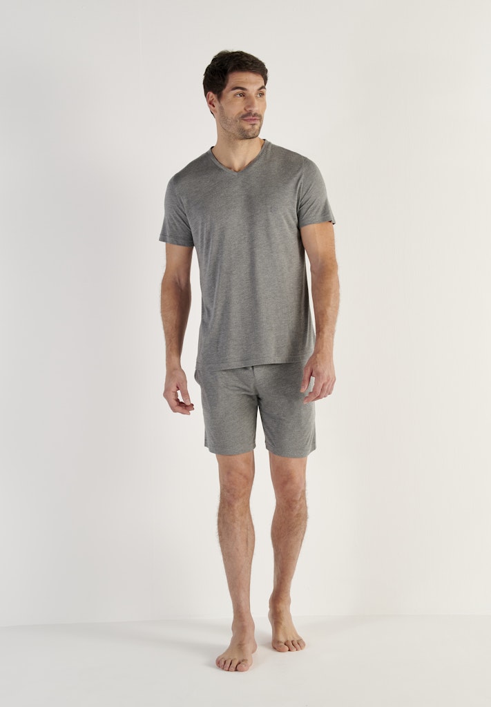 Cocooning S/Slv V-Neck Shirt | Grey 402184-00ZU