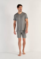 Cocooning S/Slv V-Neck Shirt | Grey 402184-00ZU