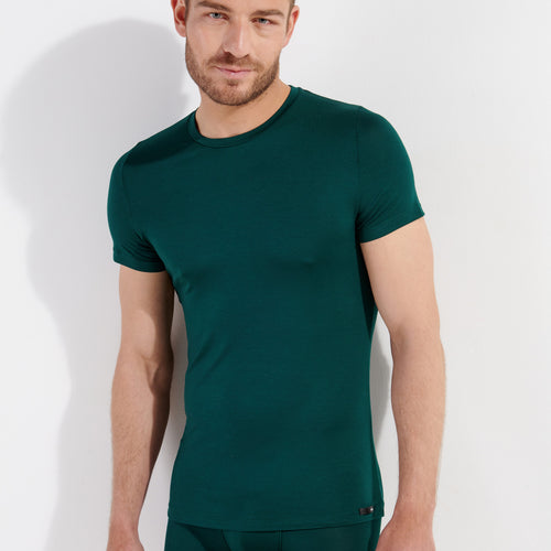 402593 Tencel Soft Tee-Shirt Crew Neck - 00DG Dark Green