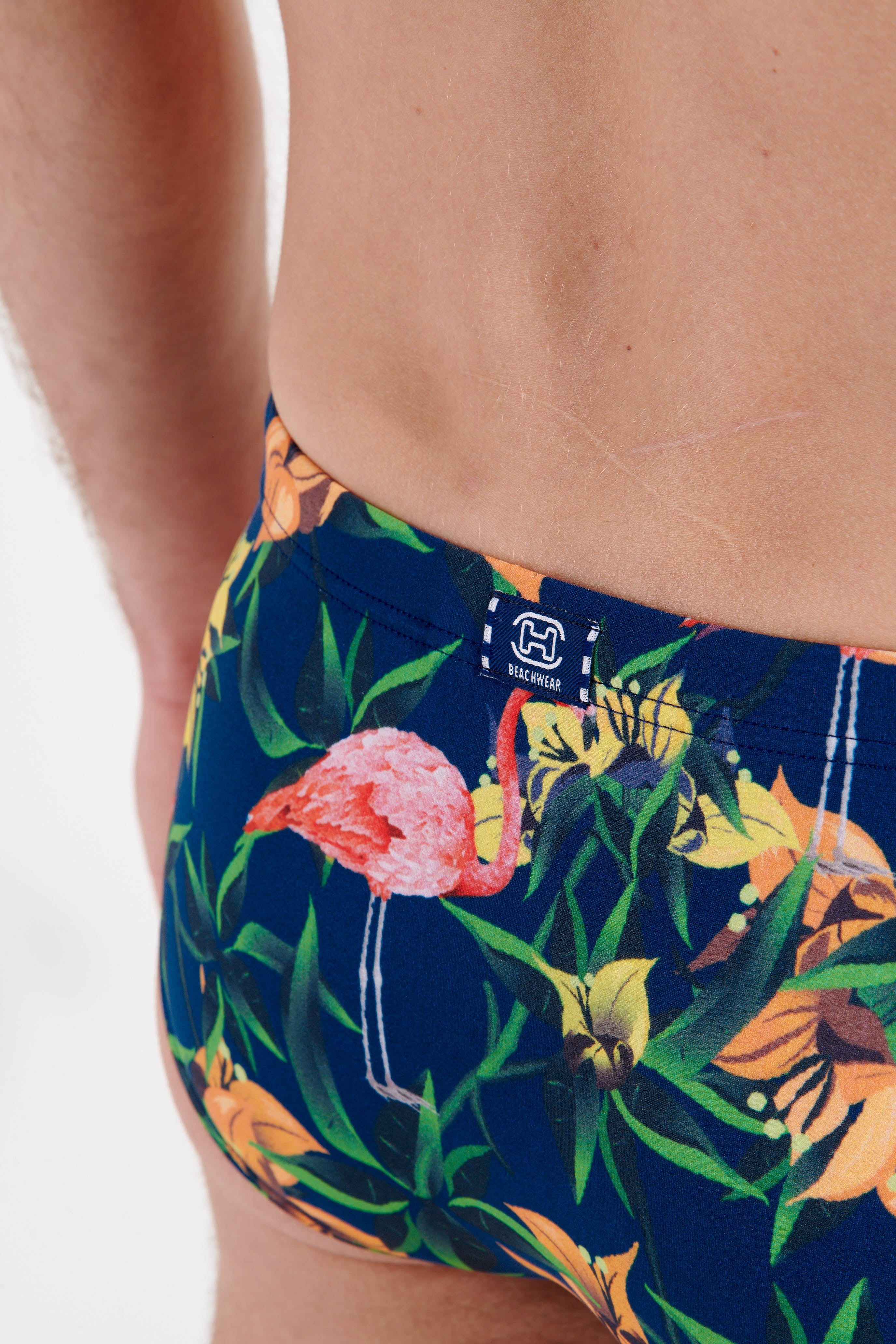 402764 Flamingo Swim Mini Briefs - P0RA Navy Print