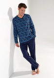 Tenerife Long Sleepwear Set | Navy Stripes 402837-R0ra