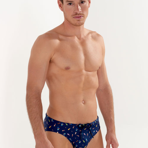 Summer Swim Mini Briefs | Navy Print 402994-I0RA
