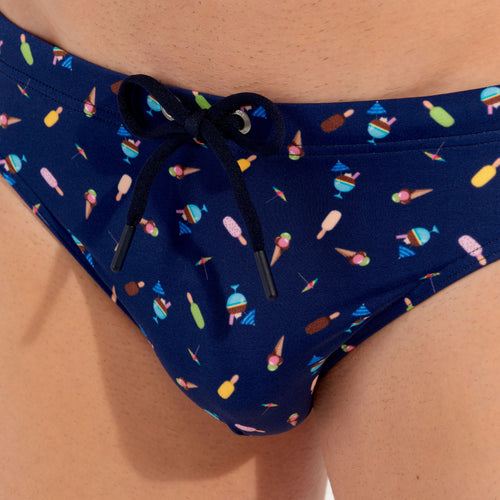 Summer Swim Mini Briefs | Navy Print 402994-I0RA