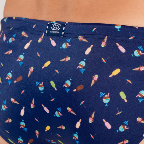 Summer Swim Mini Briefs | Navy Print 402994-I0RA