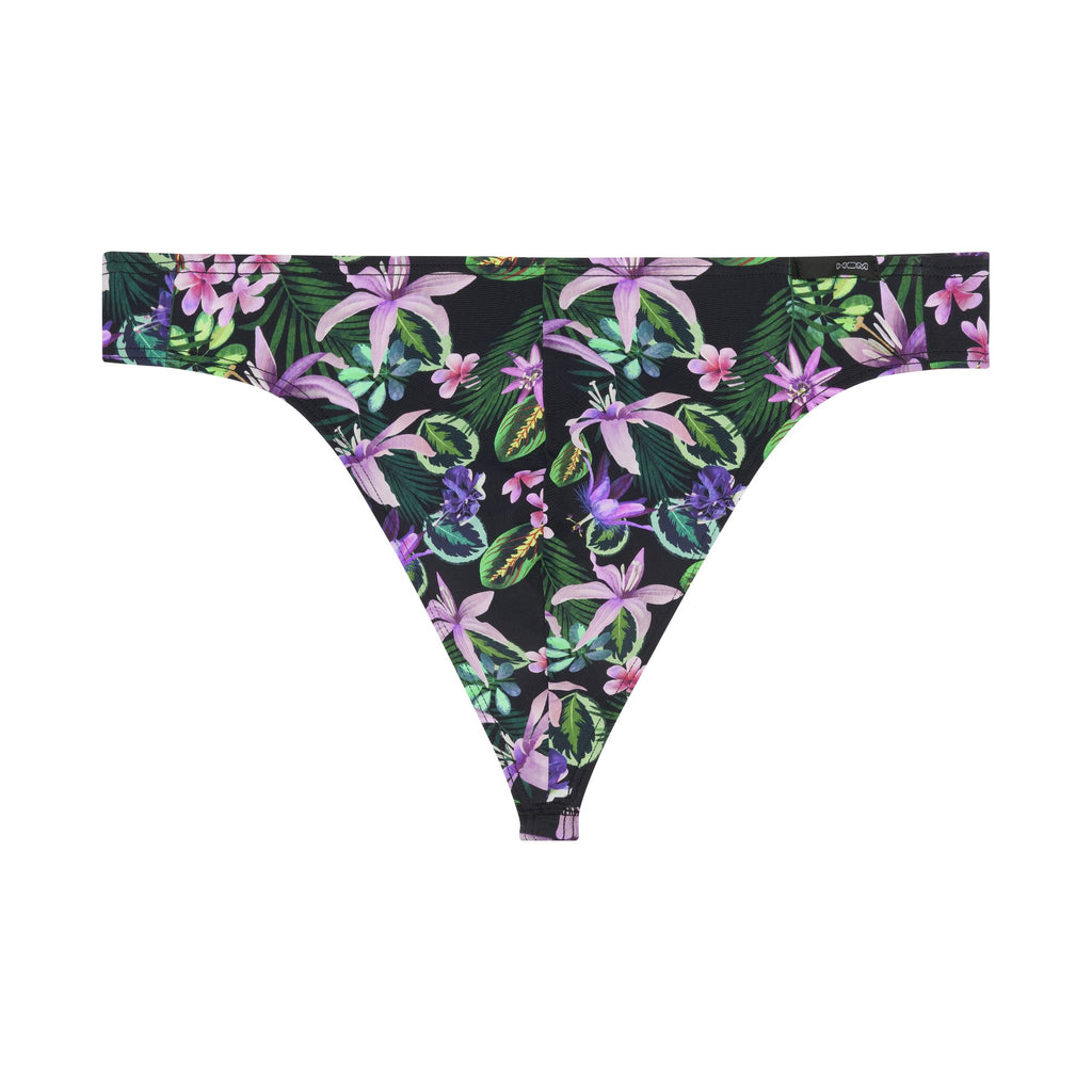 Floral-patterned thong on a white background