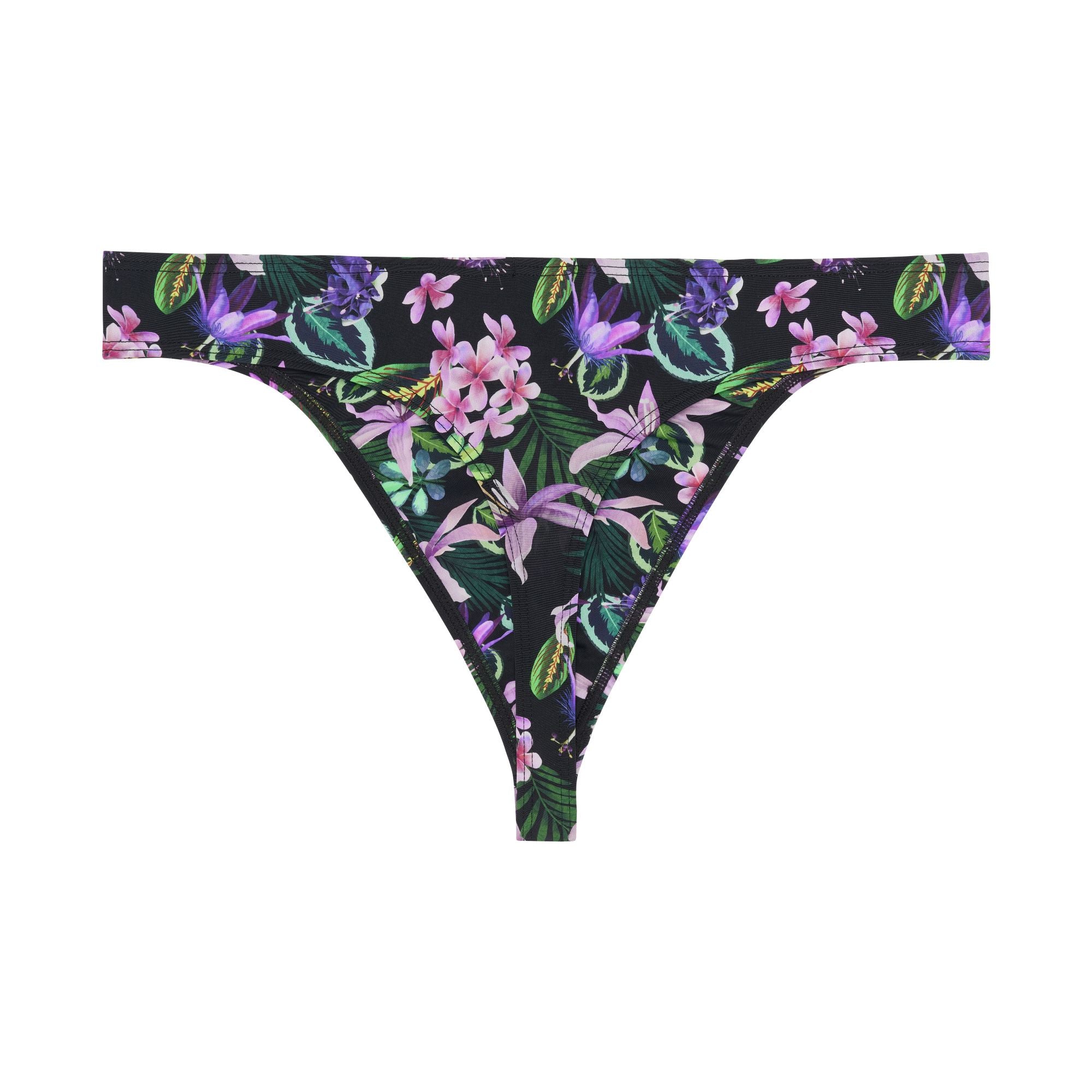 Floral-patterned thong on a white background