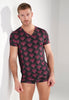 Carlyle Tee-Shirt V Neck | Bordeaux Print 403092-P0ZQ
