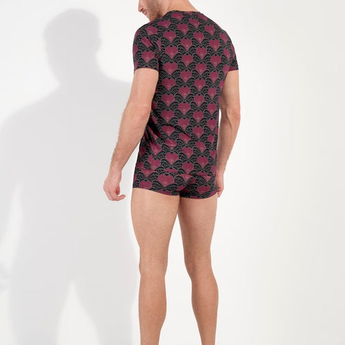 Carlyle Tee-Shirt V Neck | Bordeaux Print 403092-P0ZQ