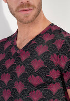 Carlyle Tee-Shirt V Neck | Bordeaux Print 403092-P0ZQ