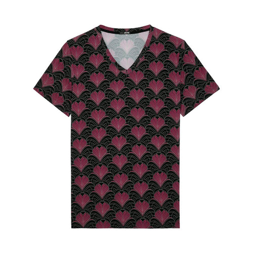 Carlyle Tee-Shirt V Neck | Bordeaux Print 403092-P0ZQ