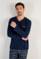 Sid Long Sleepwear | Navy Check 403217-C0RA