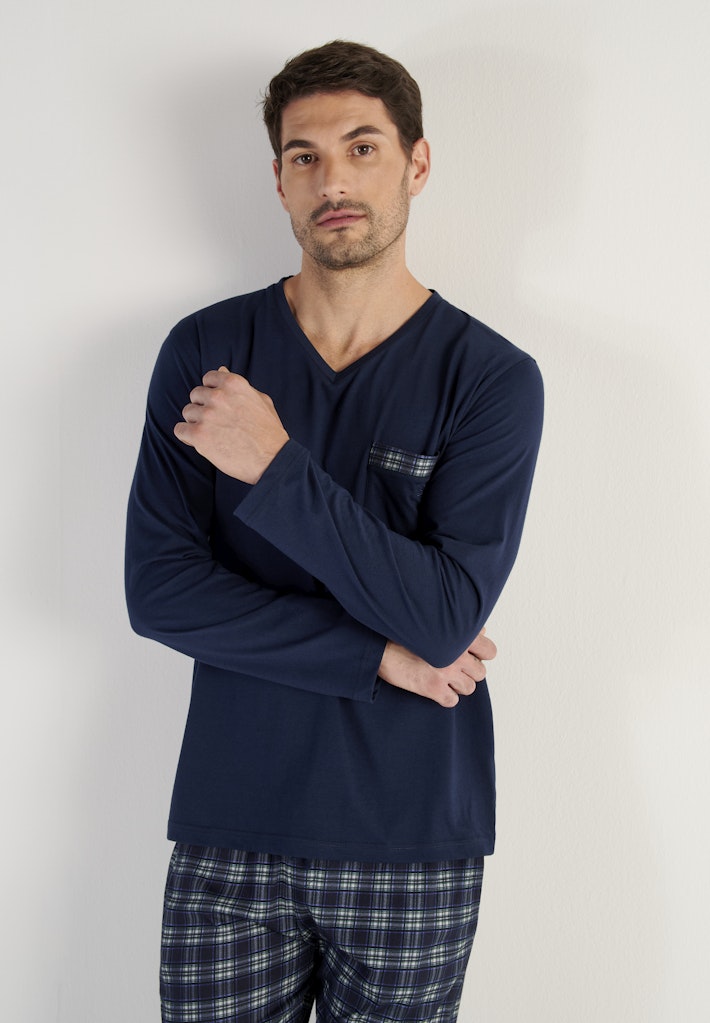 Sid Long Sleepwear | Navy Check 403217-C0RA