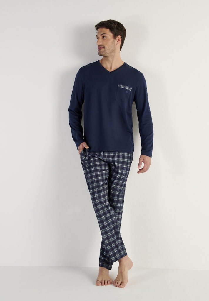 Sid Long Sleepwear | Navy Check 403217-C0RA