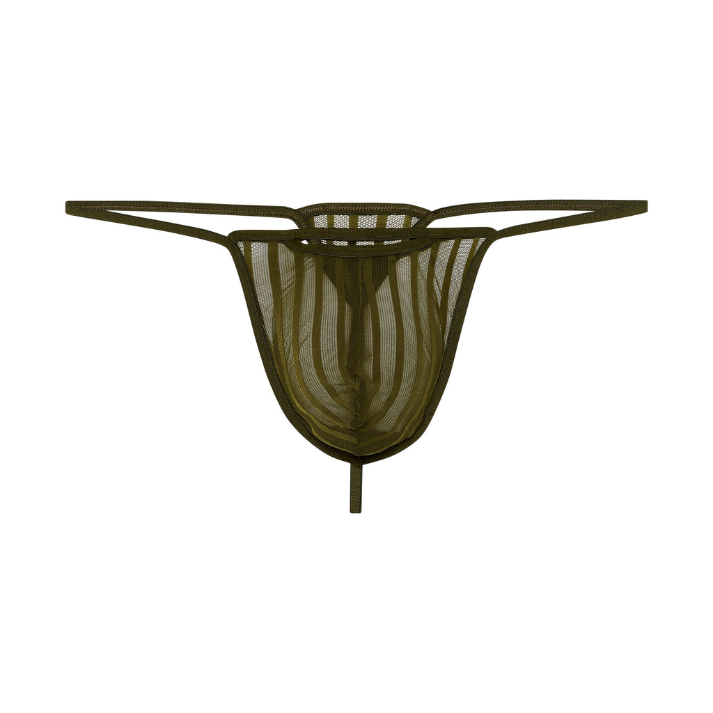 Dark green g-string on a white background