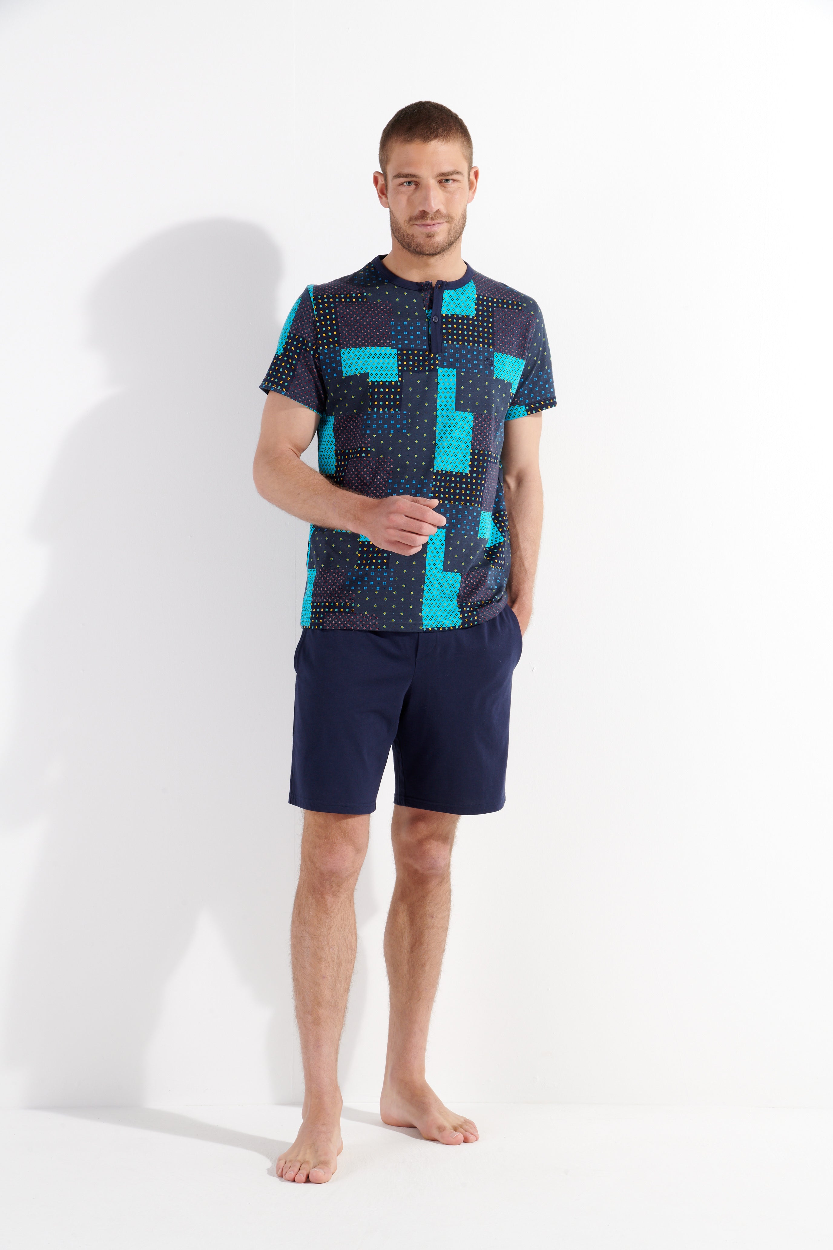 Alton Short Pajama Set | Navy Print 402736-I0ra