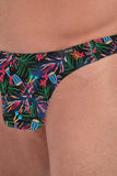 Tropical patterned men's underwear on a person