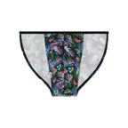 Floral-patterned tanga briefs on a white background
