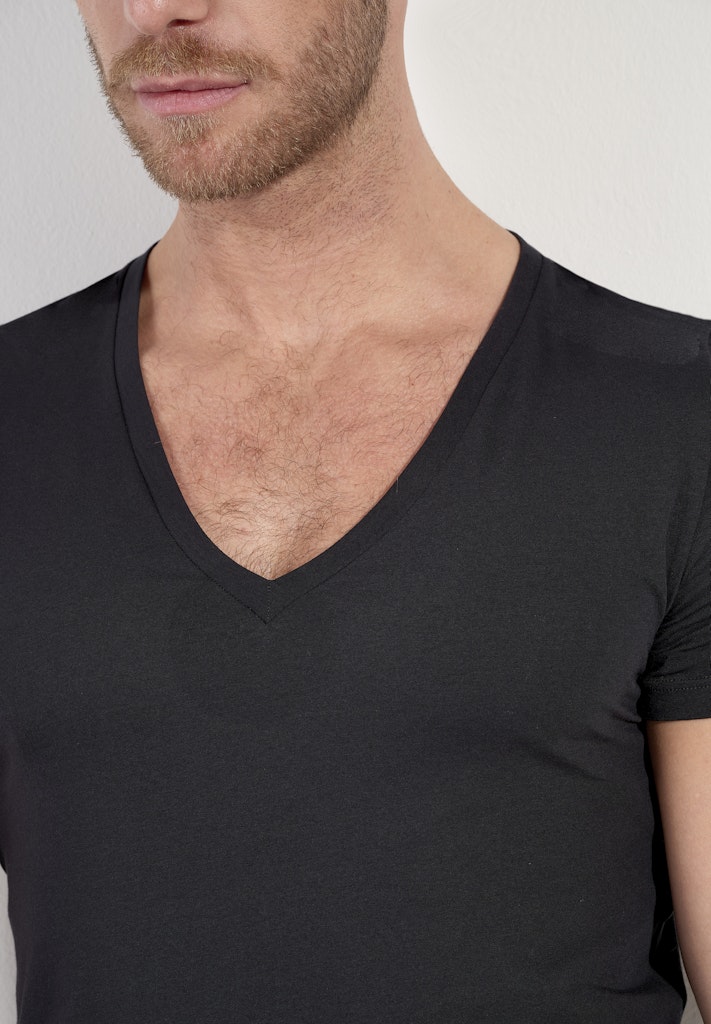 401331 Supreme Cotton Tee-Shirt V Neck - 0004 Black