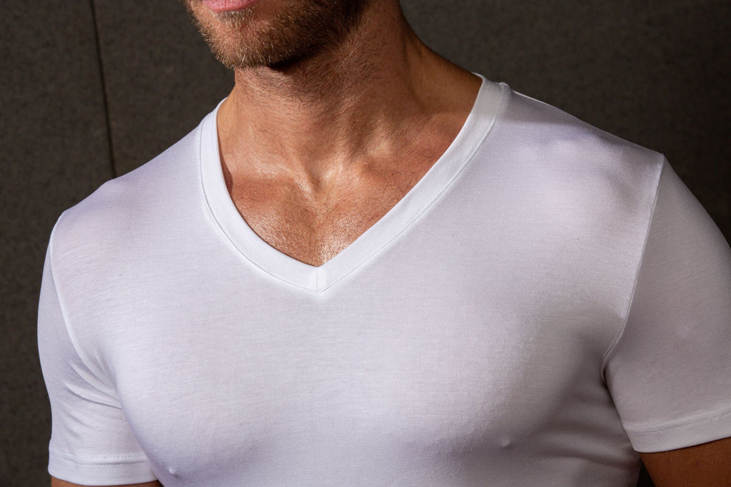 402466 Tencel Soft T-Shirt V Neck - 0003 White