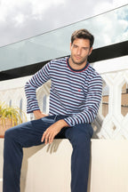 Atlantic Long Pajama Set | Blue Stripes 403113-R0BI